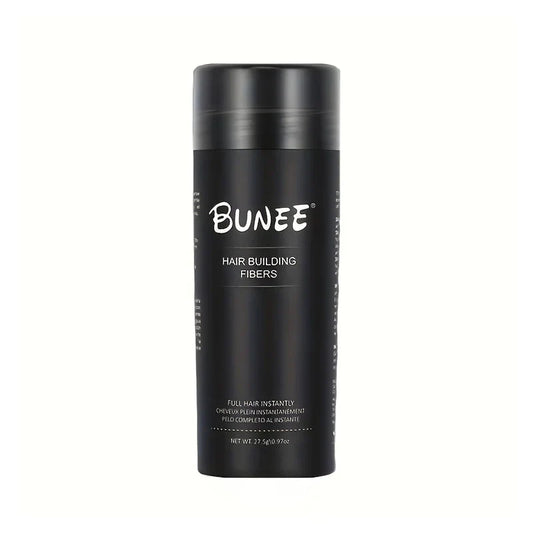 BUNEE Hair Fiber 27.5g: Men's natural hair-thickening fibers for balding areas, fills part lines, includes 27.5g fiber powder.