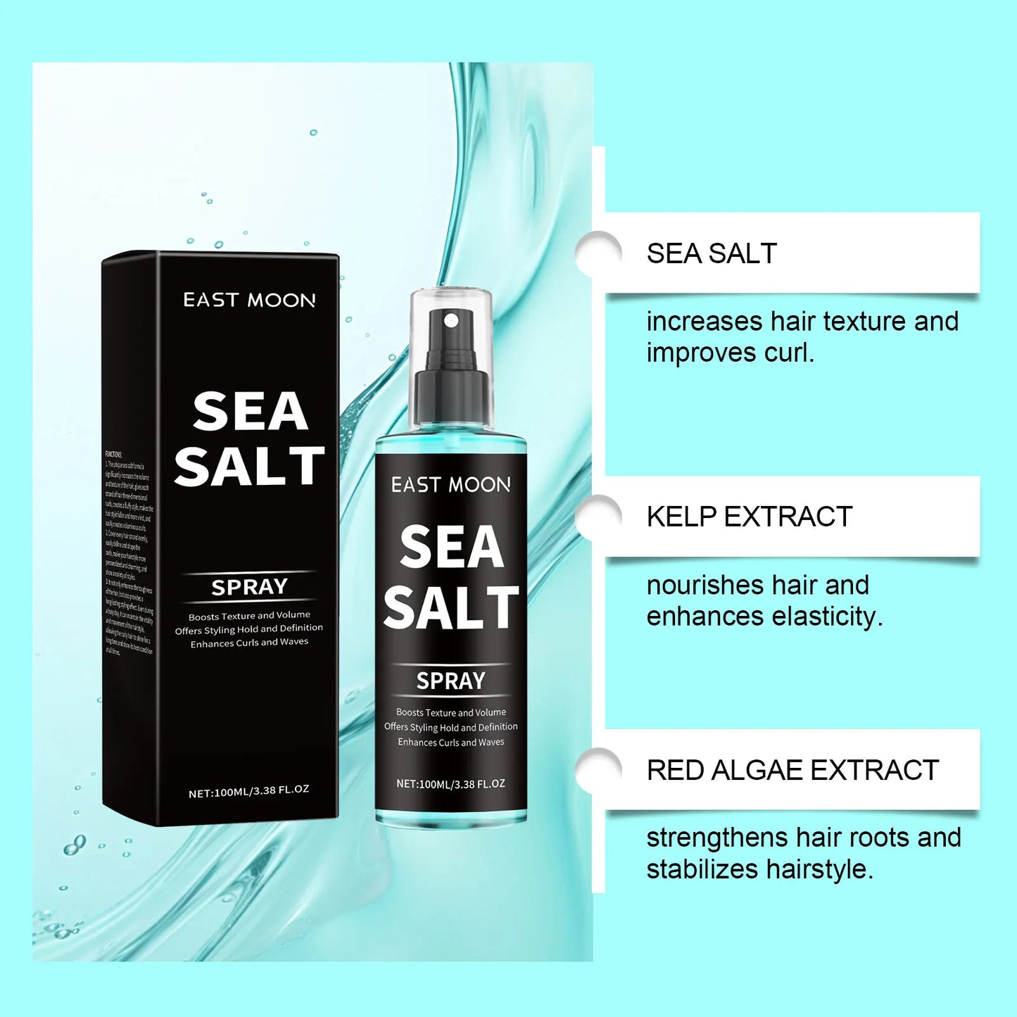 2025 Sea Salt Curl Styling Elastic Hair Spray,Non-Sticky Beach Waves for Lazy Curls Refreshing Hair Spray,Sea Salt Curling Spray