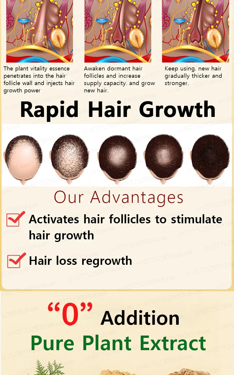 Hair growth essential oil, effectively repair baldness and hair loss, new hair growth