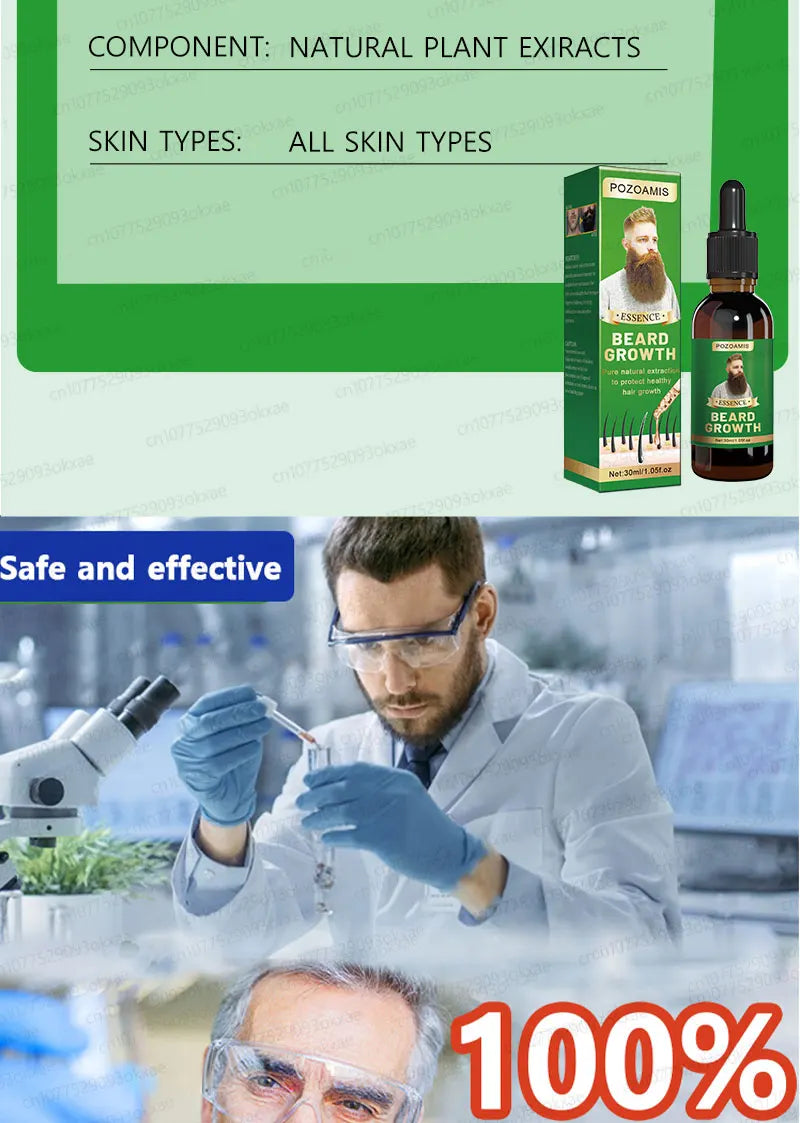 The most effective beard growth essence in 2025, grow a thick beard in 7 days. Chest hair, leg hair, beard and hair growth
