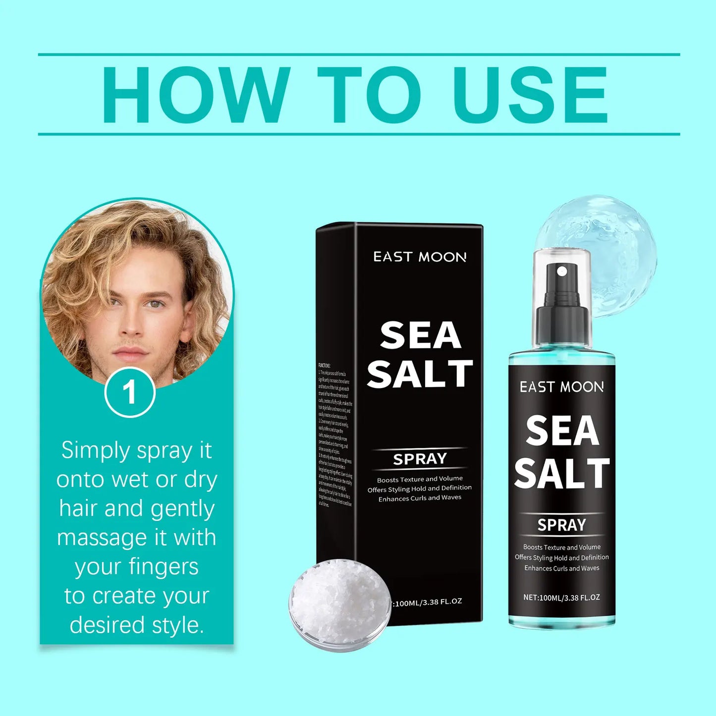2025 Sea Salt Curl Styling Elastic Hair Spray,Non-Sticky Beach Waves for Lazy Curls Refreshing Hair Spray,Sea Salt Curling Spray