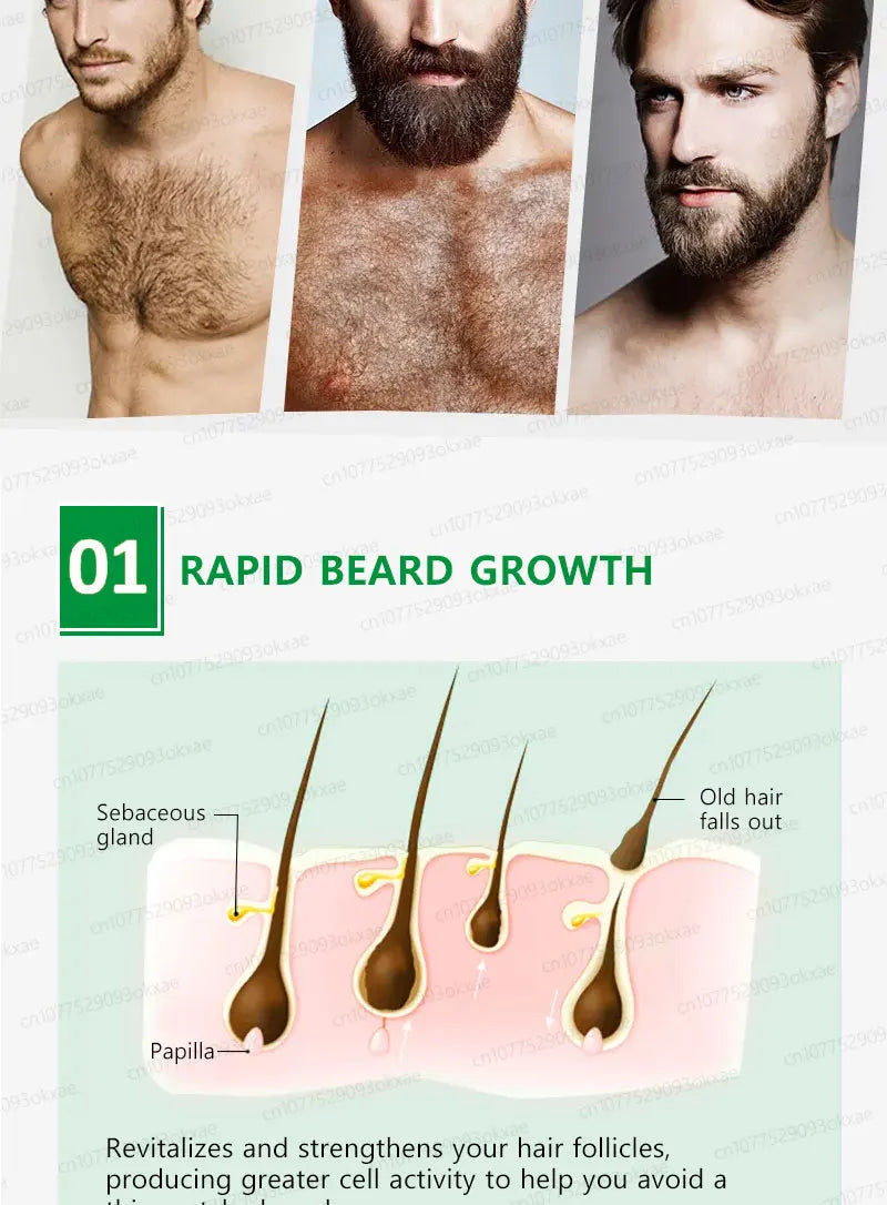 The most effective beard growth essence in 2025, grow a thick beard in 7 days. Chest hair, leg hair, beard and hair growth